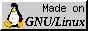 88x31 button that has a penguin with text 'made on GNU/Linux'